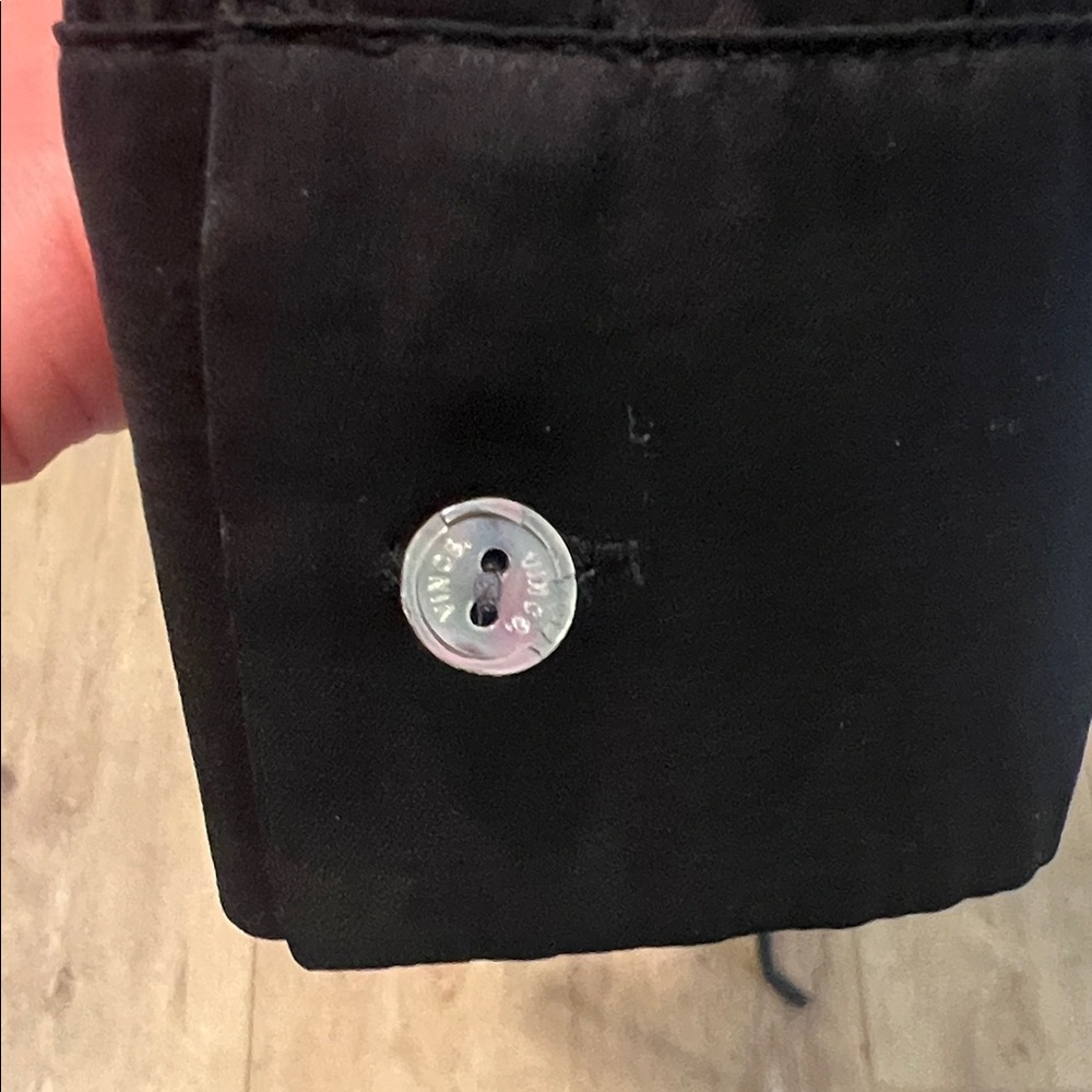 Vince Deep Black Button-Front Drawstring Tunic Lo… - image 4